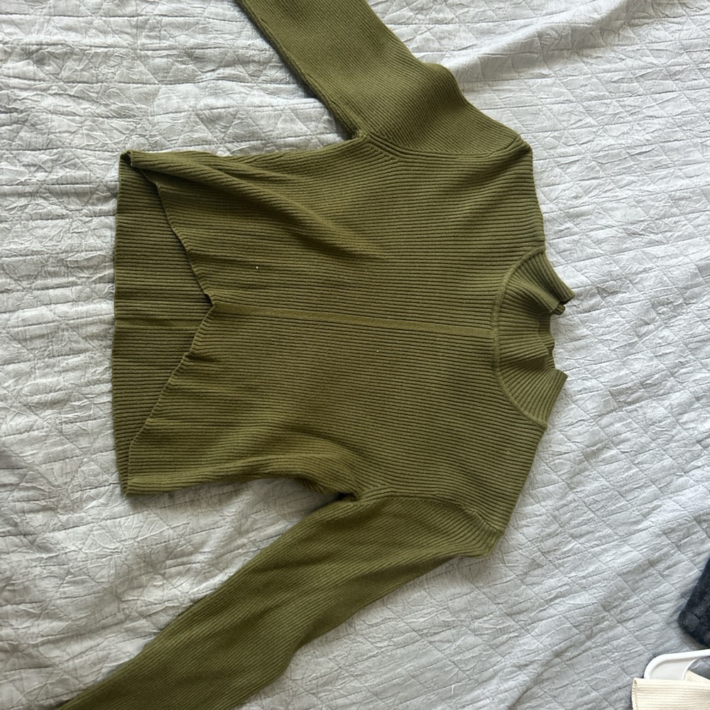 Olive Green Ribbed Sweater